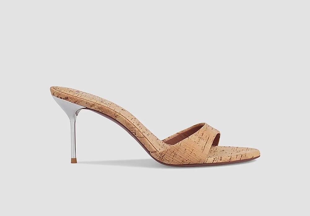 Paris Texas Womens Lidia Mule 70 Sandals in Cork Naturale Silver 37